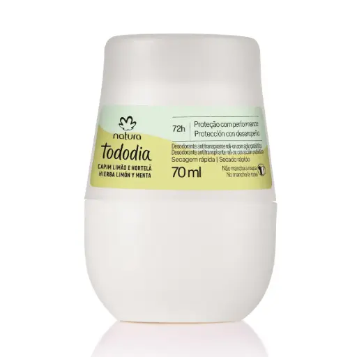 [189415] مزيل عرق رول أون تودوديا برائحة الليمون والنعناع – 70مل TODODIA Roll-on Capim Limão e Hortelã 70ML